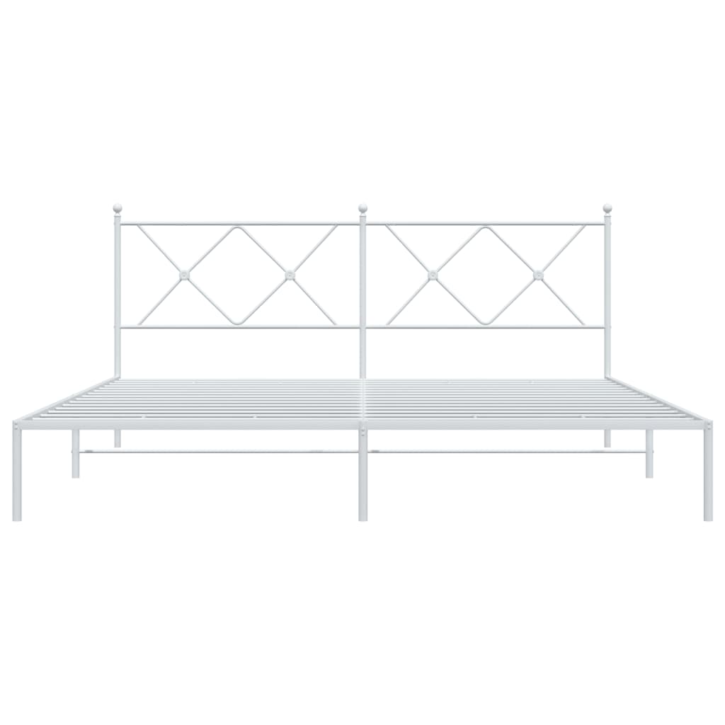 Sengeramme i metall med sengegavl hvit 180x200 cm