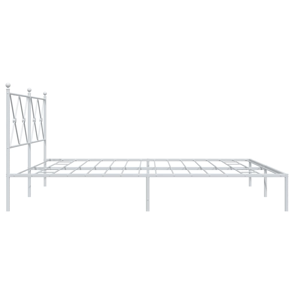 Sengeramme i metall med hodegavl hvit 183x213 cm