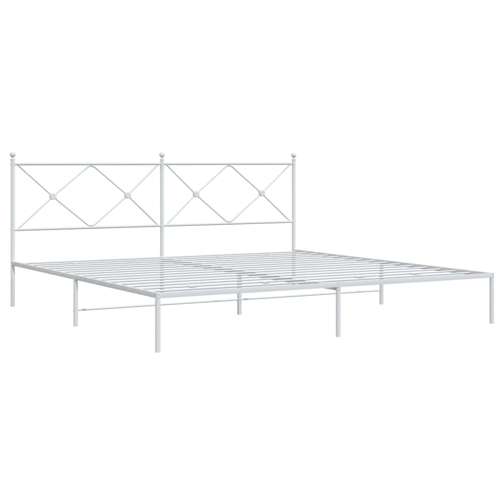 Sengeramme i metall med sengegavl hvit 200x200 cm