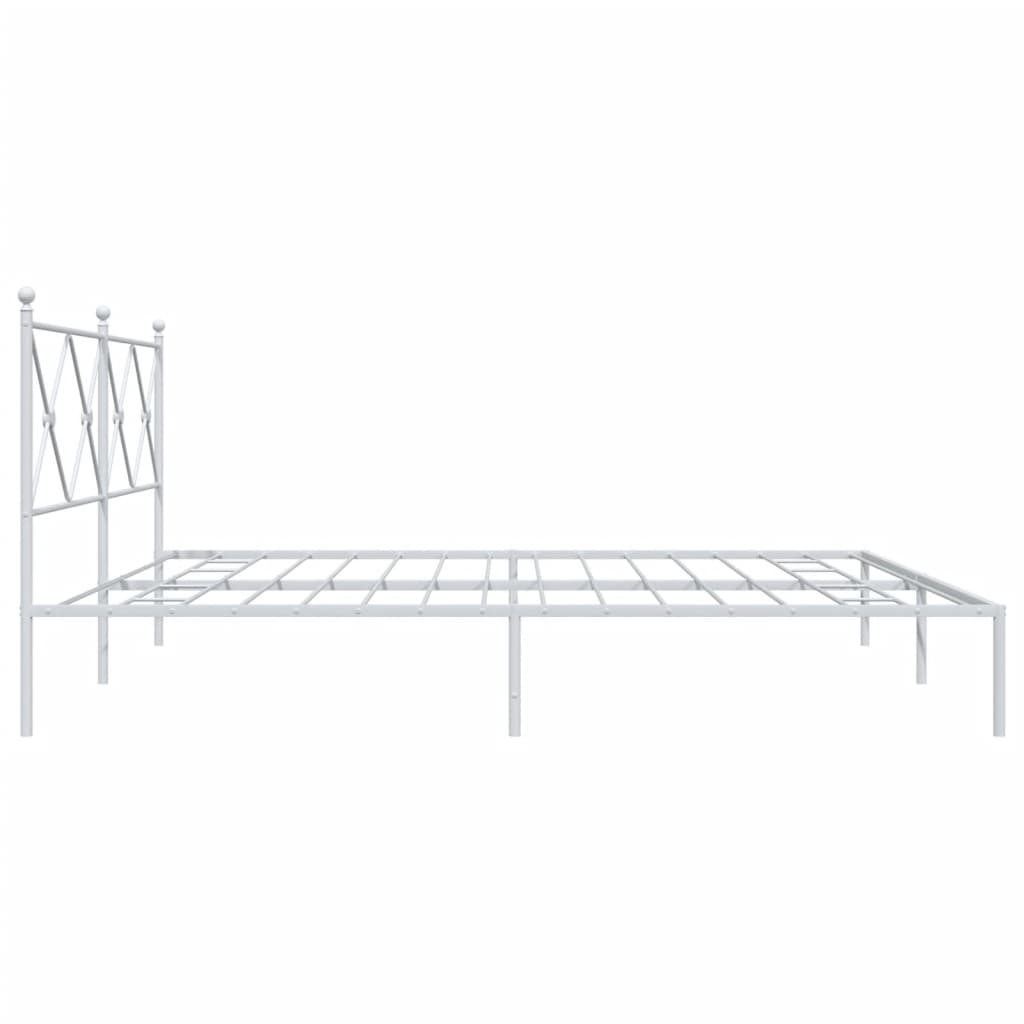 Sengeramme i metall med sengegavl hvit 200x200 cm
