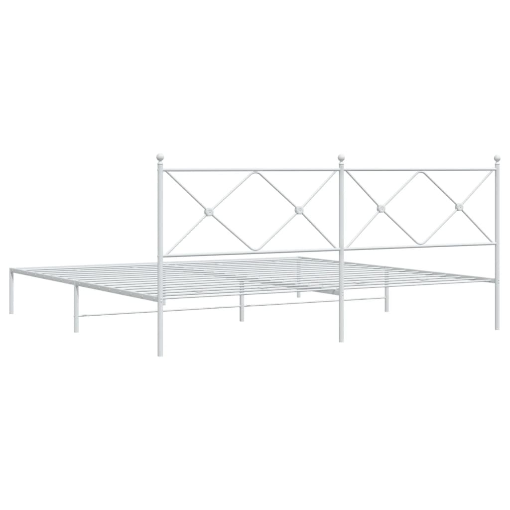 Sengeramme i metall med sengegavl hvit 200x200 cm