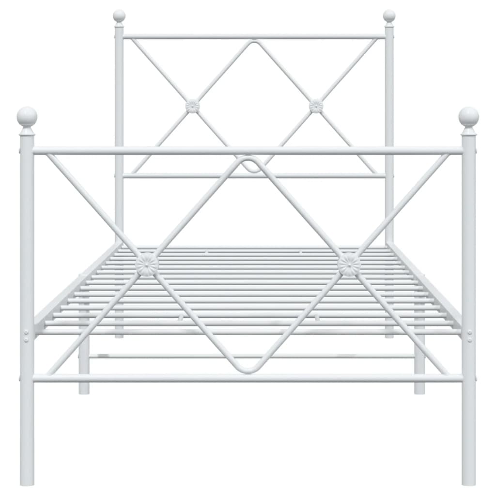 Sengeramme i metall med hode- og fotgavl hvit 75x190 cm