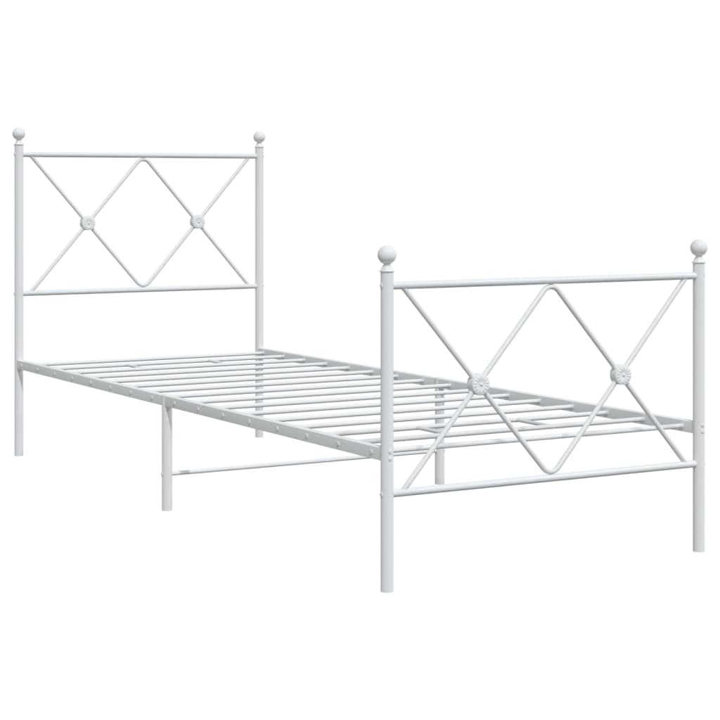 Sengeramme i metall med hode- og fotgavl hvit 80x200 cm
