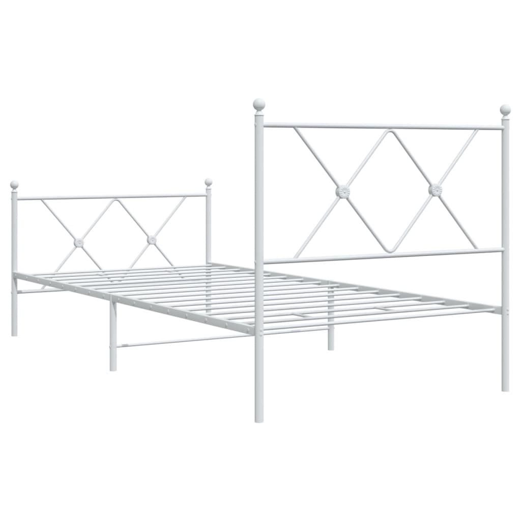 Sengeramme i metall med hode- og fotgavl hvit 90x190 cm