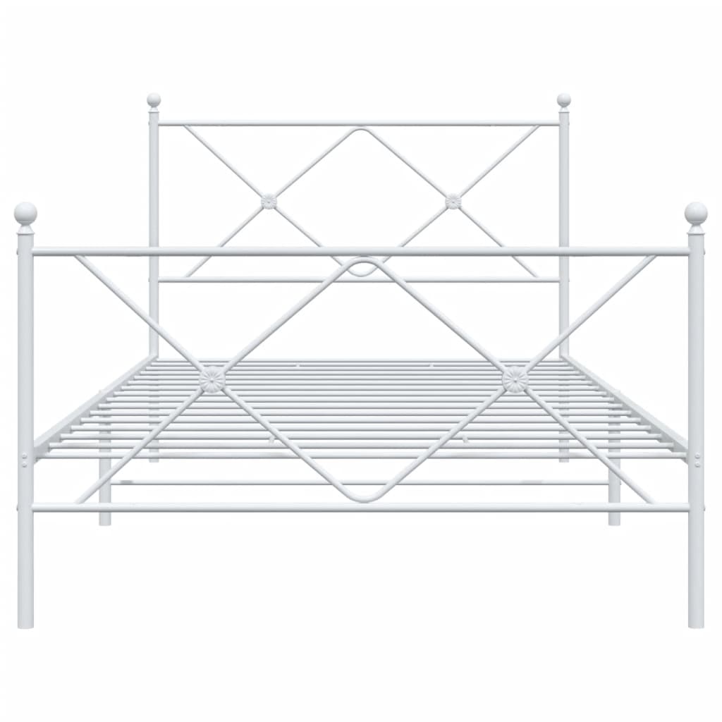 Sengeramme i metall med hode- og fotgavl hvit 100x200 cm