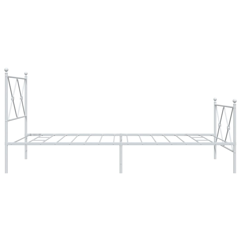 Sengeramme i metall med hode- og fotgavl hvit 100x200 cm