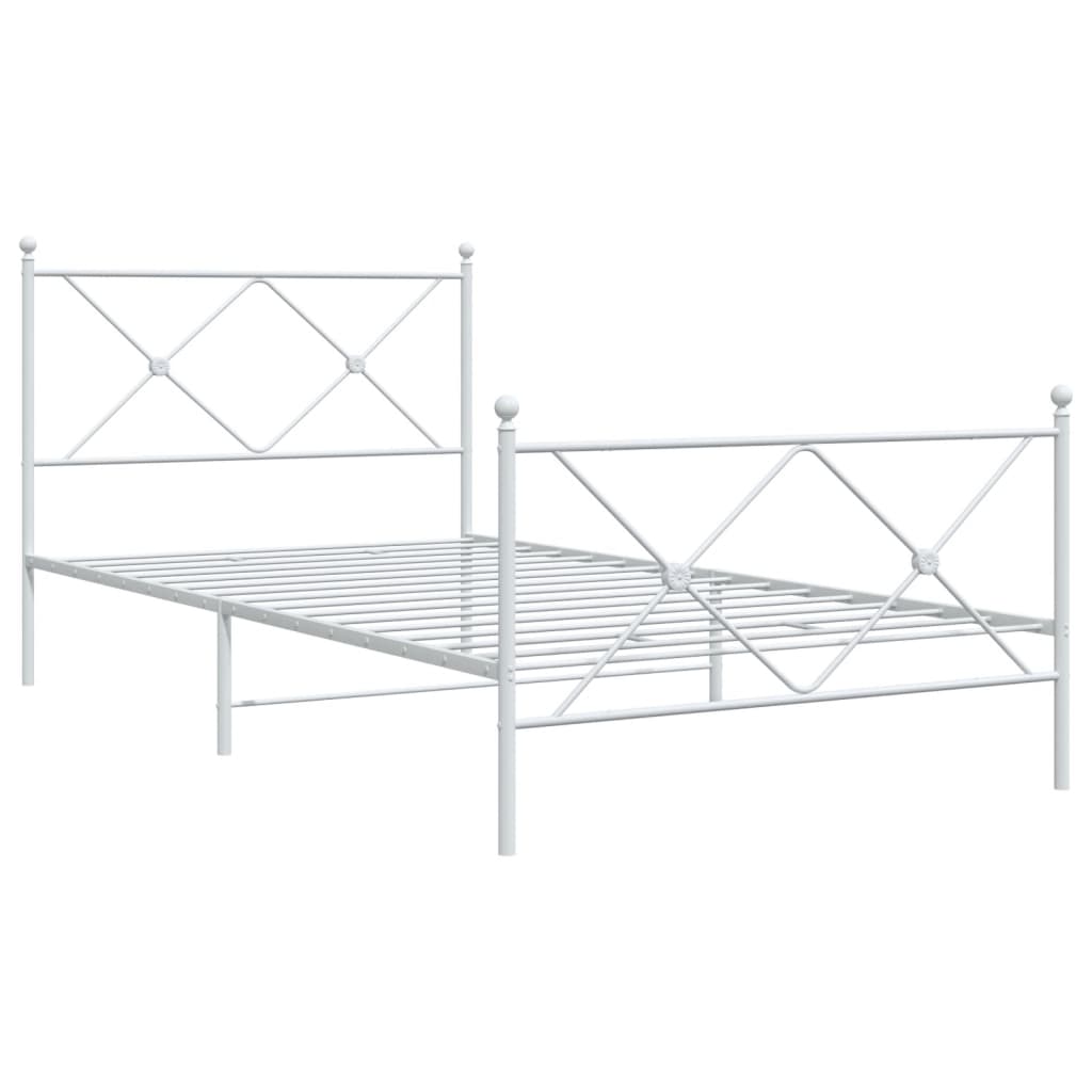 Sengeramme i metall med hode- og fotgavl hvit 107x203 cm