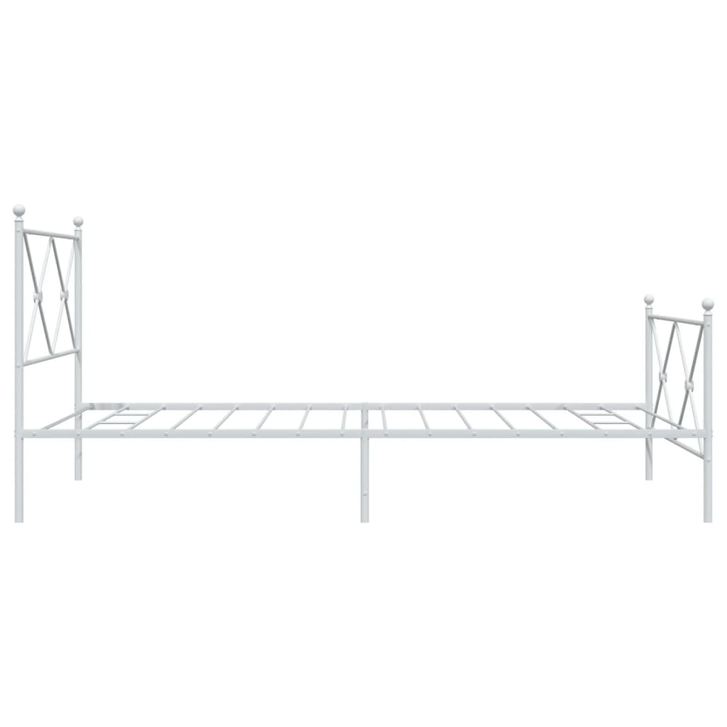 Sengeramme i metall med hode- og fotgavl hvit 107x203 cm