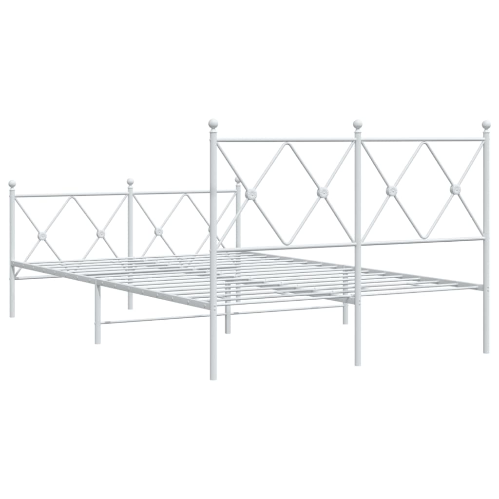 Sengeramme i metall med hode- og fotgavl hvit 120x200 cm