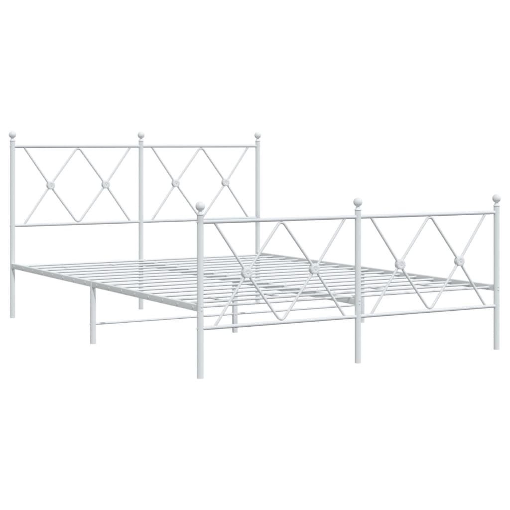 Sengeramme i metall med hode- og fotgavl hvit 137x190 cm