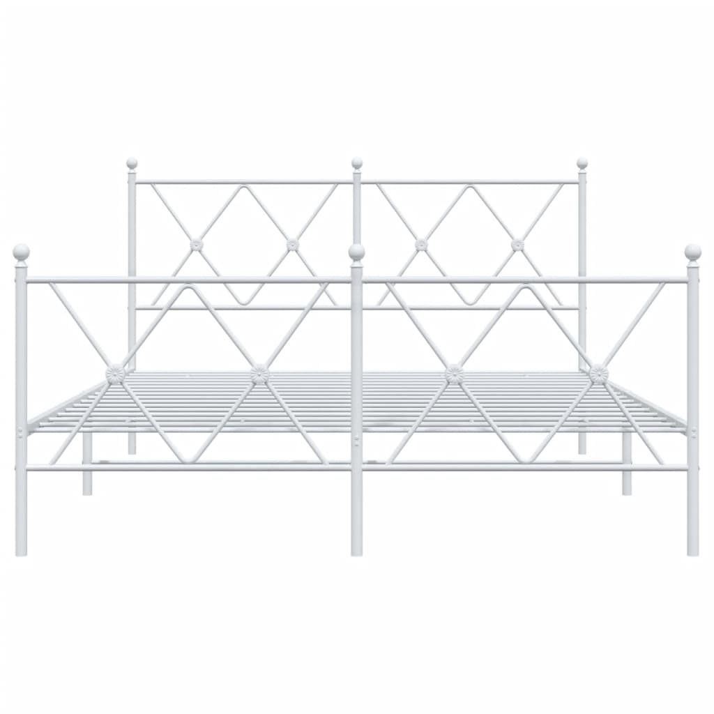 Sengeramme i metall med hode- og fotgavl hvit 137x190 cm
