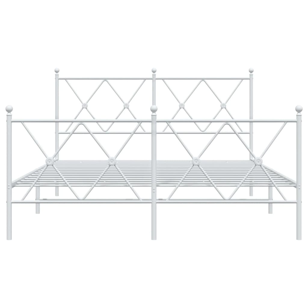 Sengeramme i metall med hode- og fotgavl hvit 140x200 cm