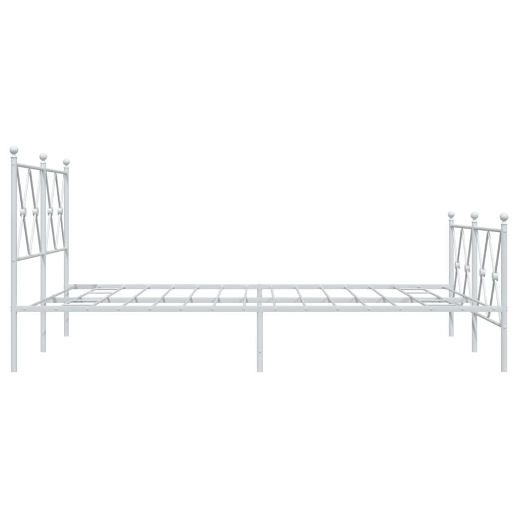 Sengeramme i metall med hode- og fotgavl hvit 140x200 cm