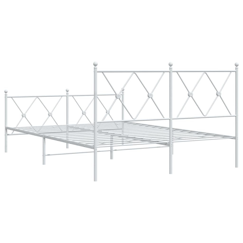 Sengeramme i metall med hode- og fotgavl hvit 140x200 cm
