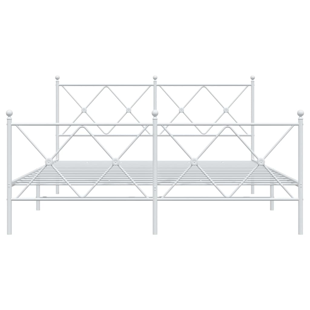 Sengeramme i metall med hode- og fotgavl hvit 150x200 cm