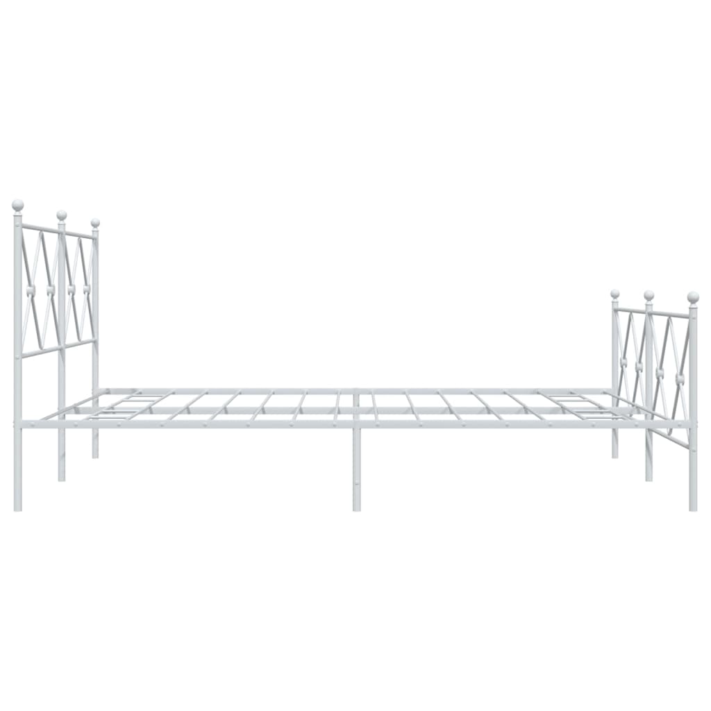 Sengeramme i metall med hode- og fotgavl hvit 150x200 cm