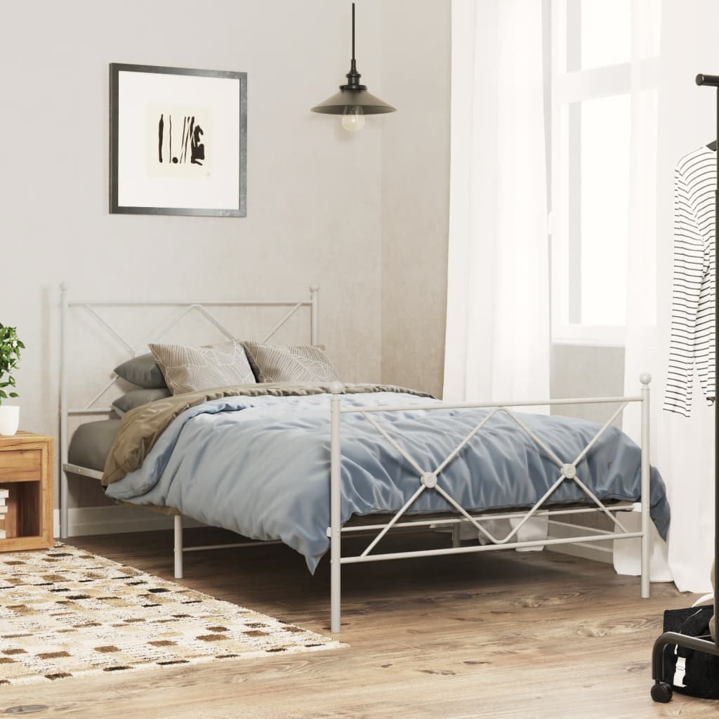 Utskiftbar sengegavl i metall hvit 100 cm