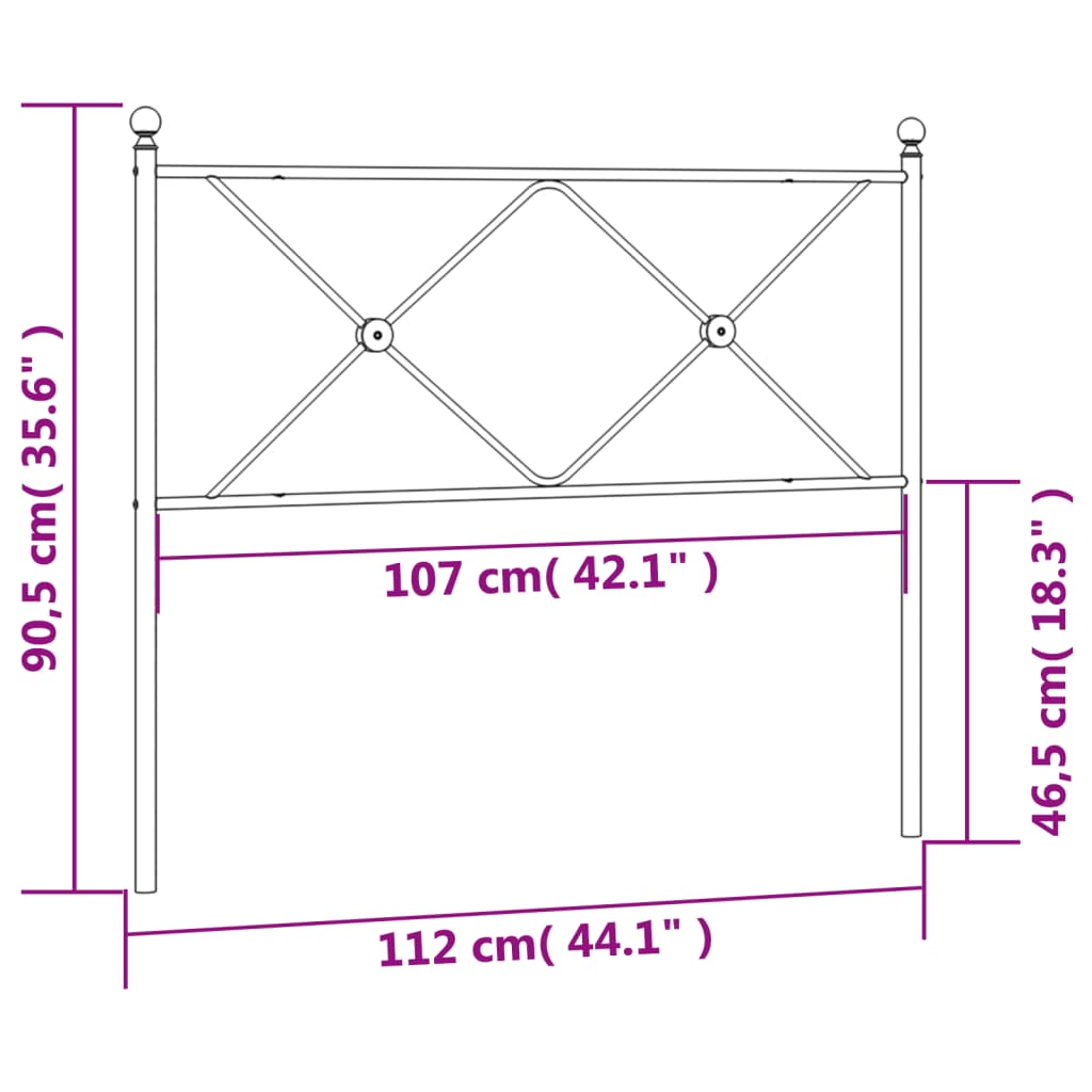 Utskiftbar sengegavl i metall hvit 107 cm