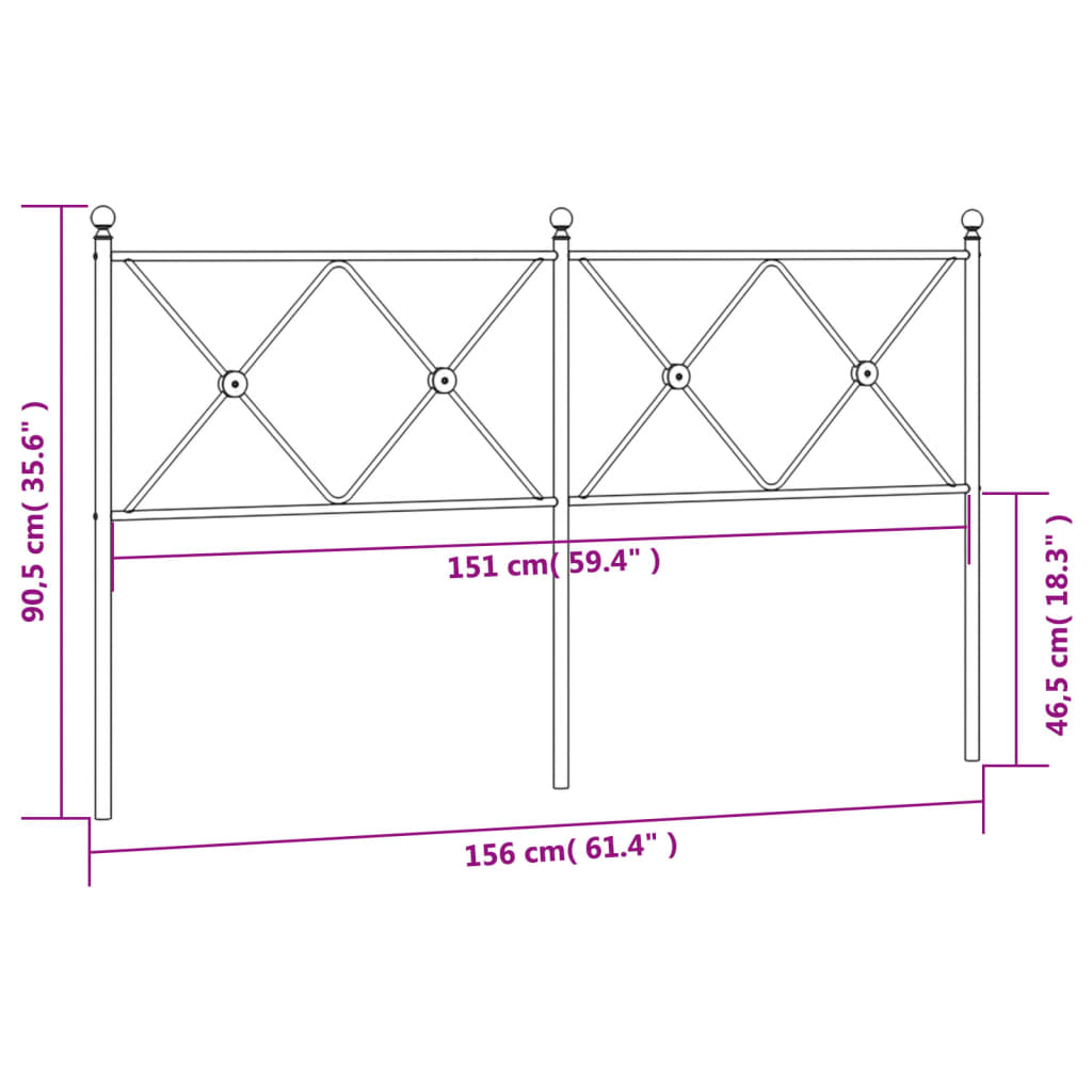 Utskiftbar sengegavl i metall hvit 150 cm