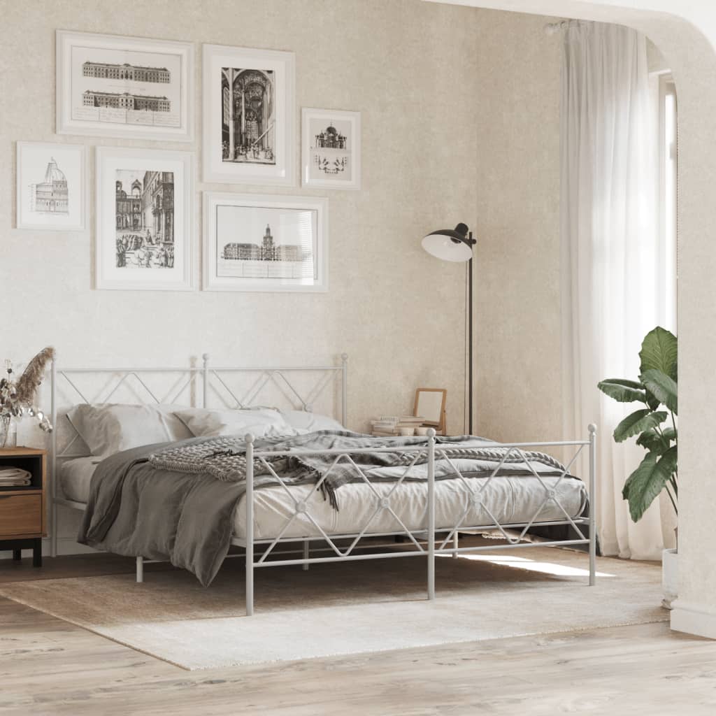 Utskiftbar sengegavl i metall hvit 160 cm