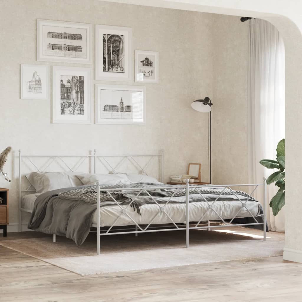 Utskiftbar sengegavl i metall hvit 180 cm