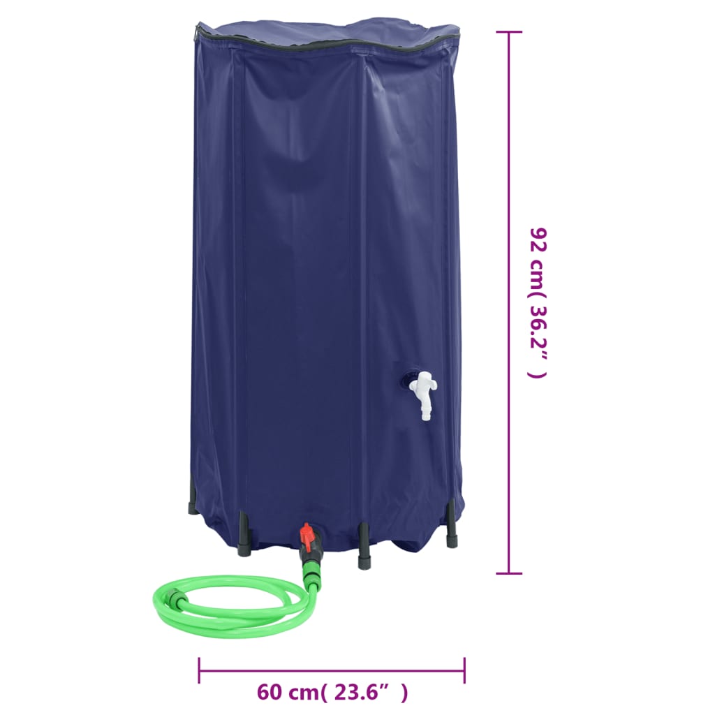 Vanntank med kran sammenleggbar 250 L PVC