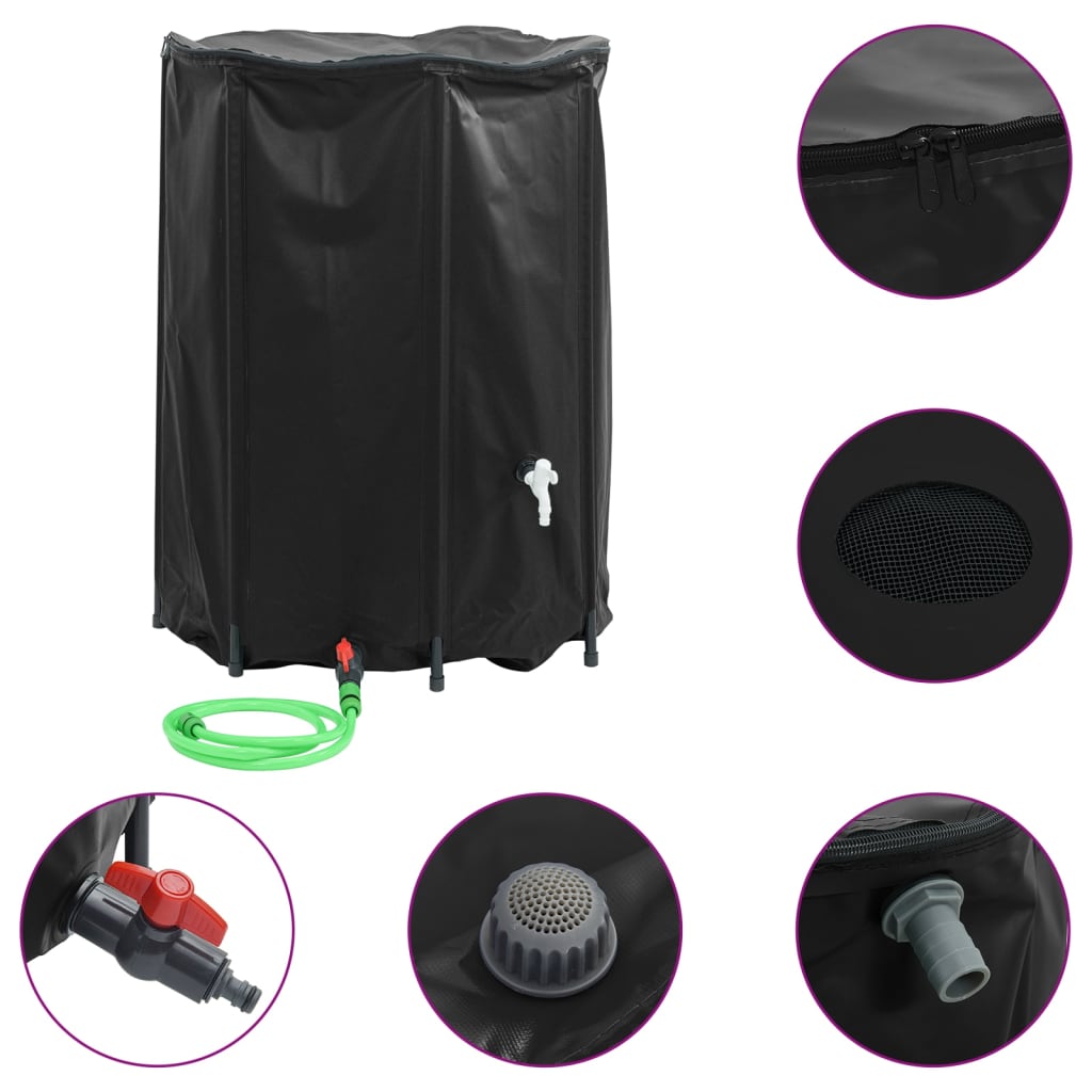 Vanntank med kran sammenleggbar 1350 L PVC