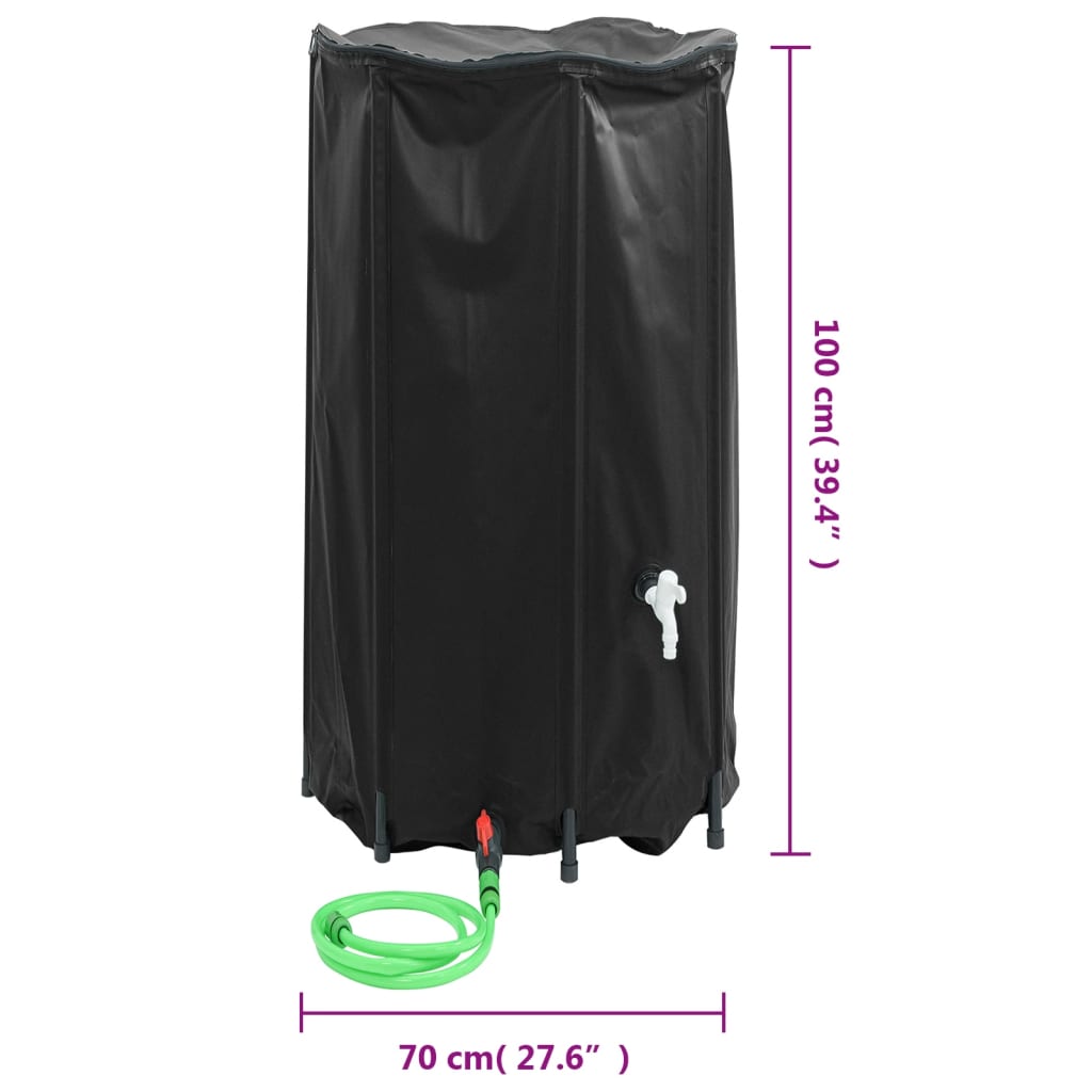 Vanntank med kran sammenleggbar 380 L PVC