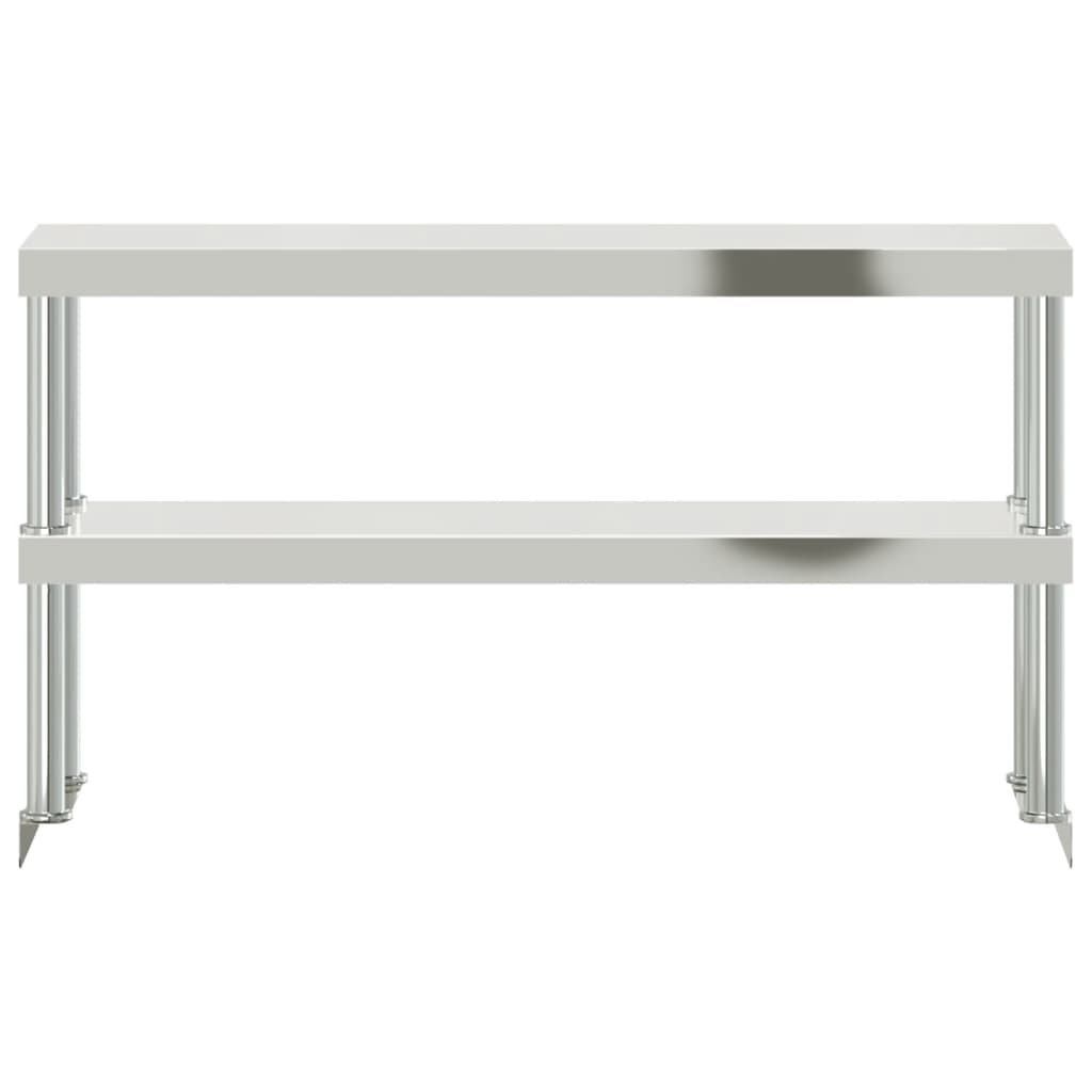 Overhylle til matlagingsbord 2 lag 110x30x65 cm rustfritt stål