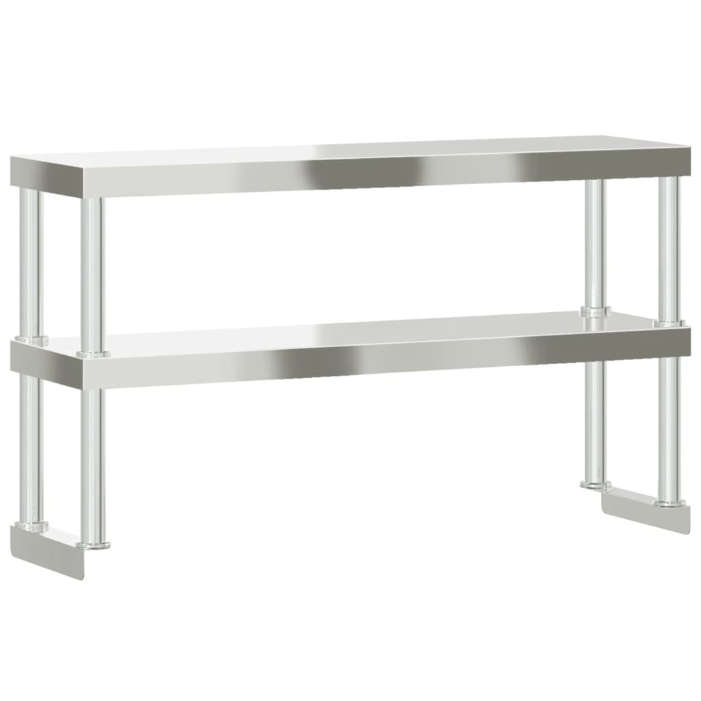 Overhylle til matlagingsbord 2 lag 110x30x65 cm rustfritt stål