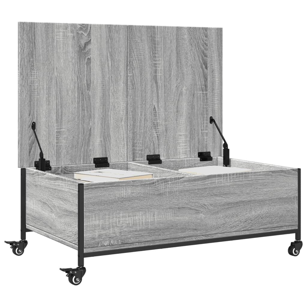 Salongbord med hjul grå sonoma 91x55x34 cm konstruert tre