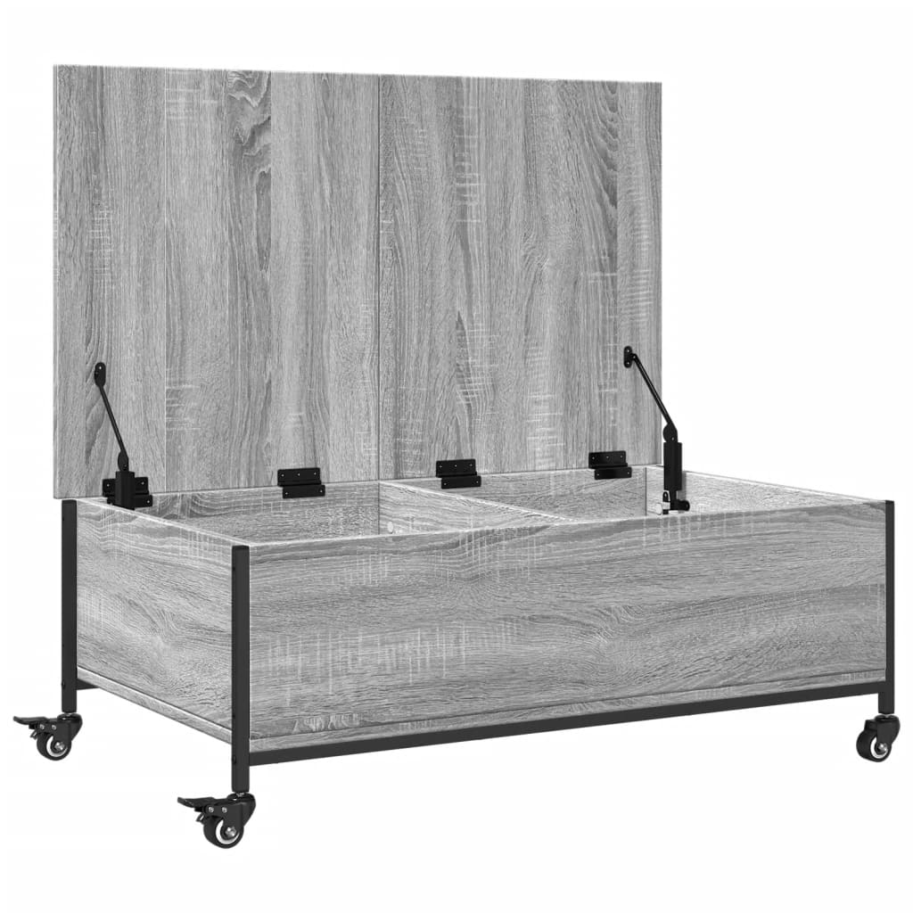 Salongbord med hjul grå sonoma 91x55x34 cm konstruert tre