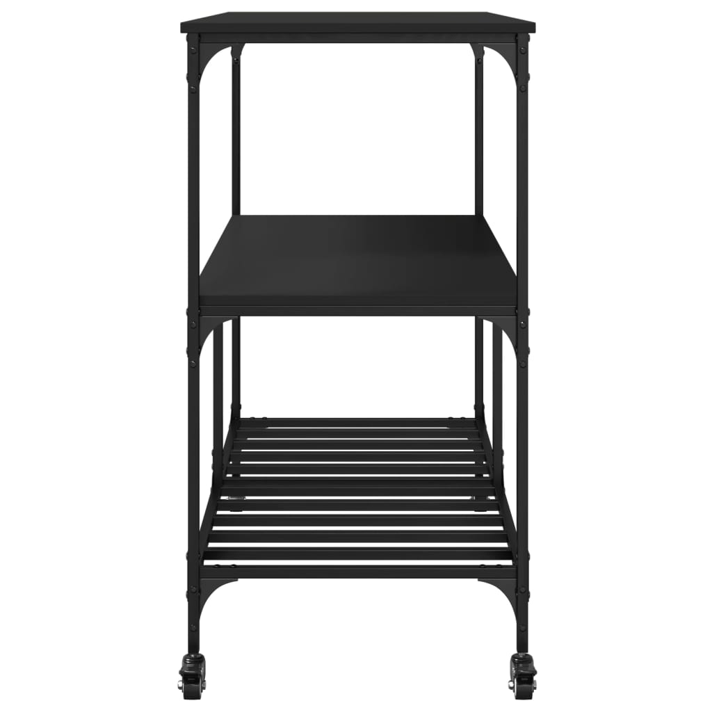 Kjøkkentralle svart 100x50x95 cm konstruert tre
