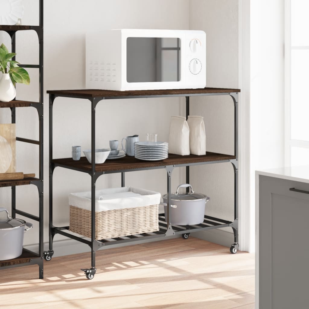 Kjøkkentralle brun eik 100x50x95 cm konstruert tre