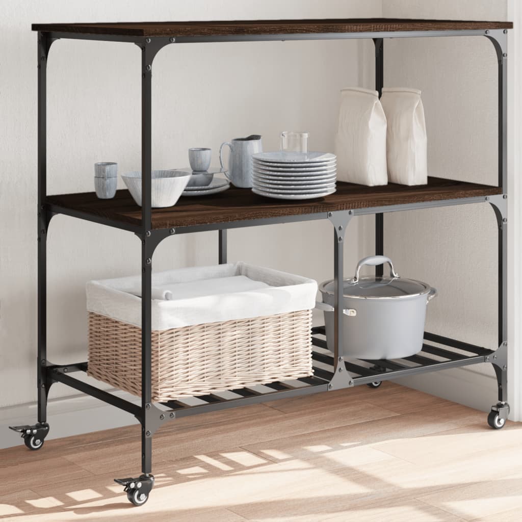 Kjøkkentralle brun eik 100x50x95 cm konstruert tre