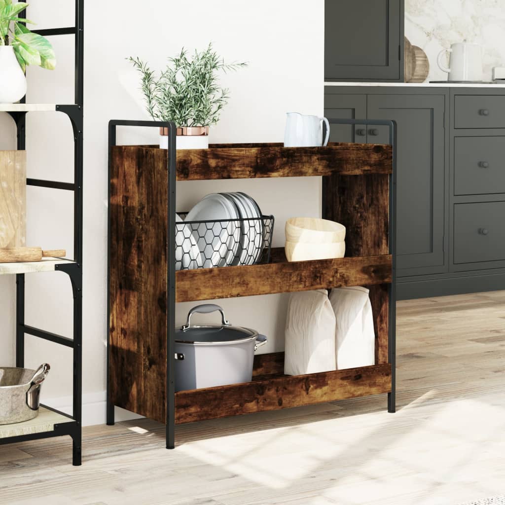 Kjøkkentralle røkt eik 70x30x82 cm konstruert tre