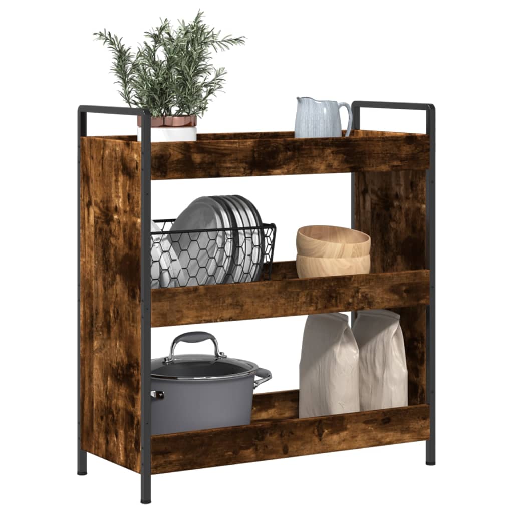 Kjøkkentralle røkt eik 70x30x82 cm konstruert tre