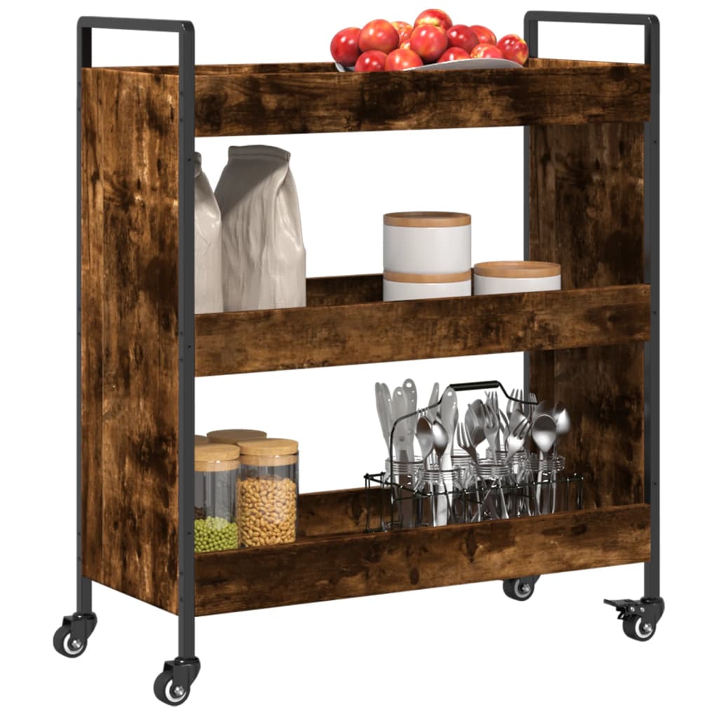 Kjøkkentralle røkt eik 70x30x82 cm konstruert tre