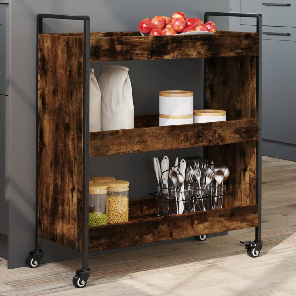 Kjøkkentralle røkt eik 70x30x82 cm konstruert tre