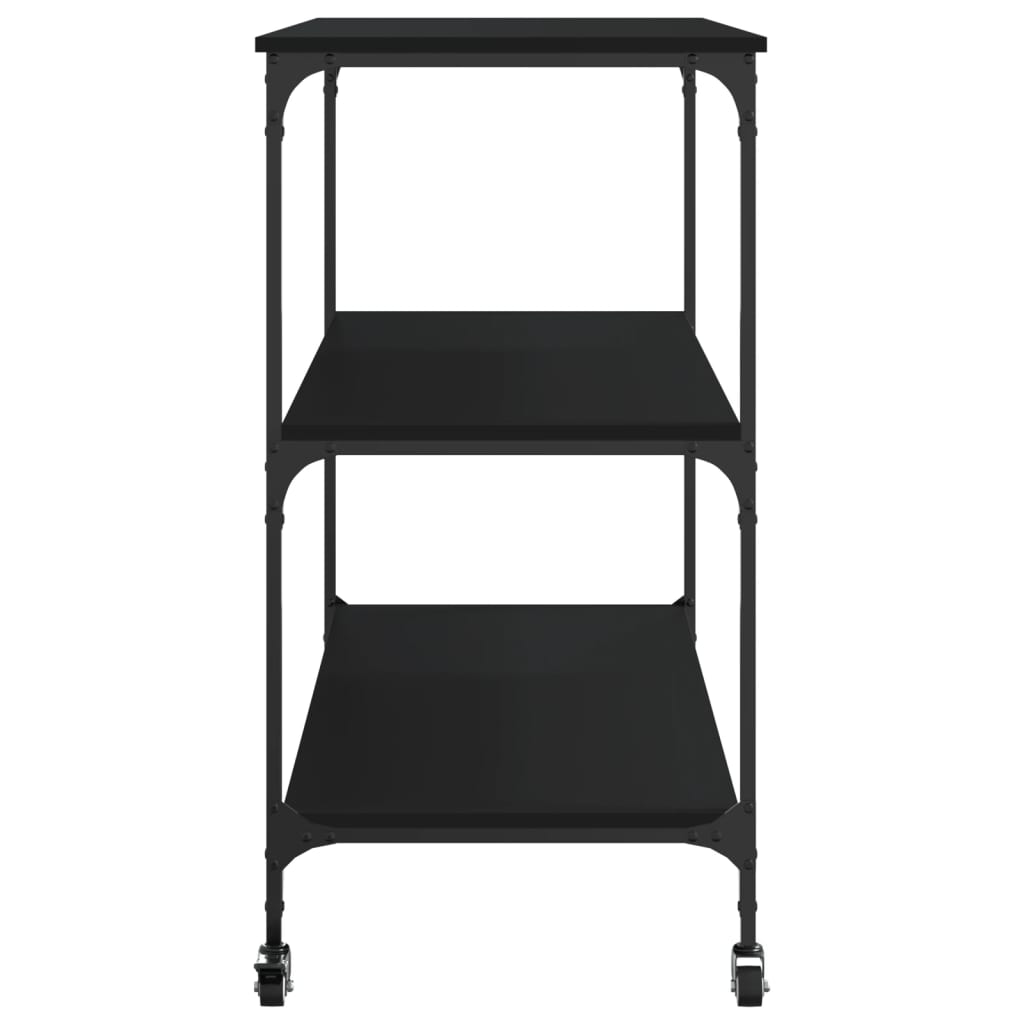Kjøkkentralle svart 102x50x95 cm konstruert tre