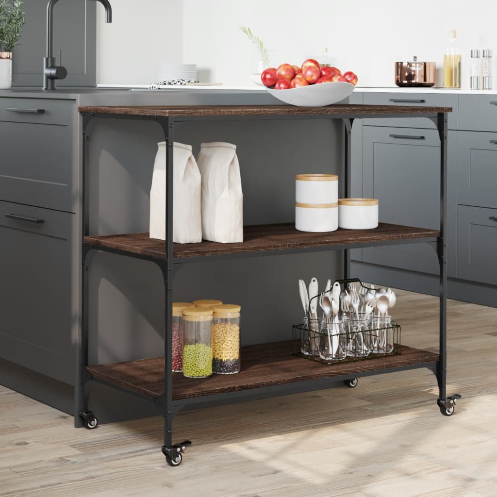 Kjøkkentralle brun eik 102x50x95 cm konstruert tre