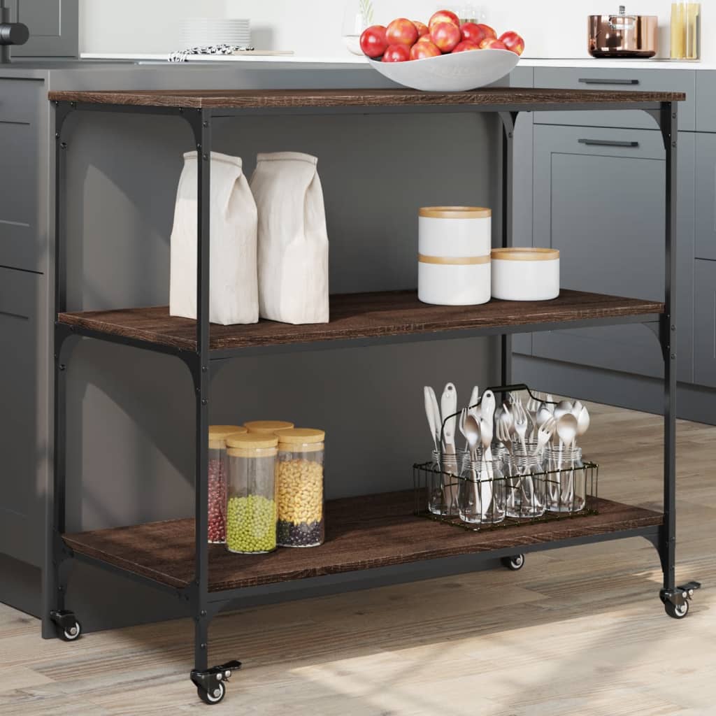 Kjøkkentralle brun eik 102x50x95 cm konstruert tre