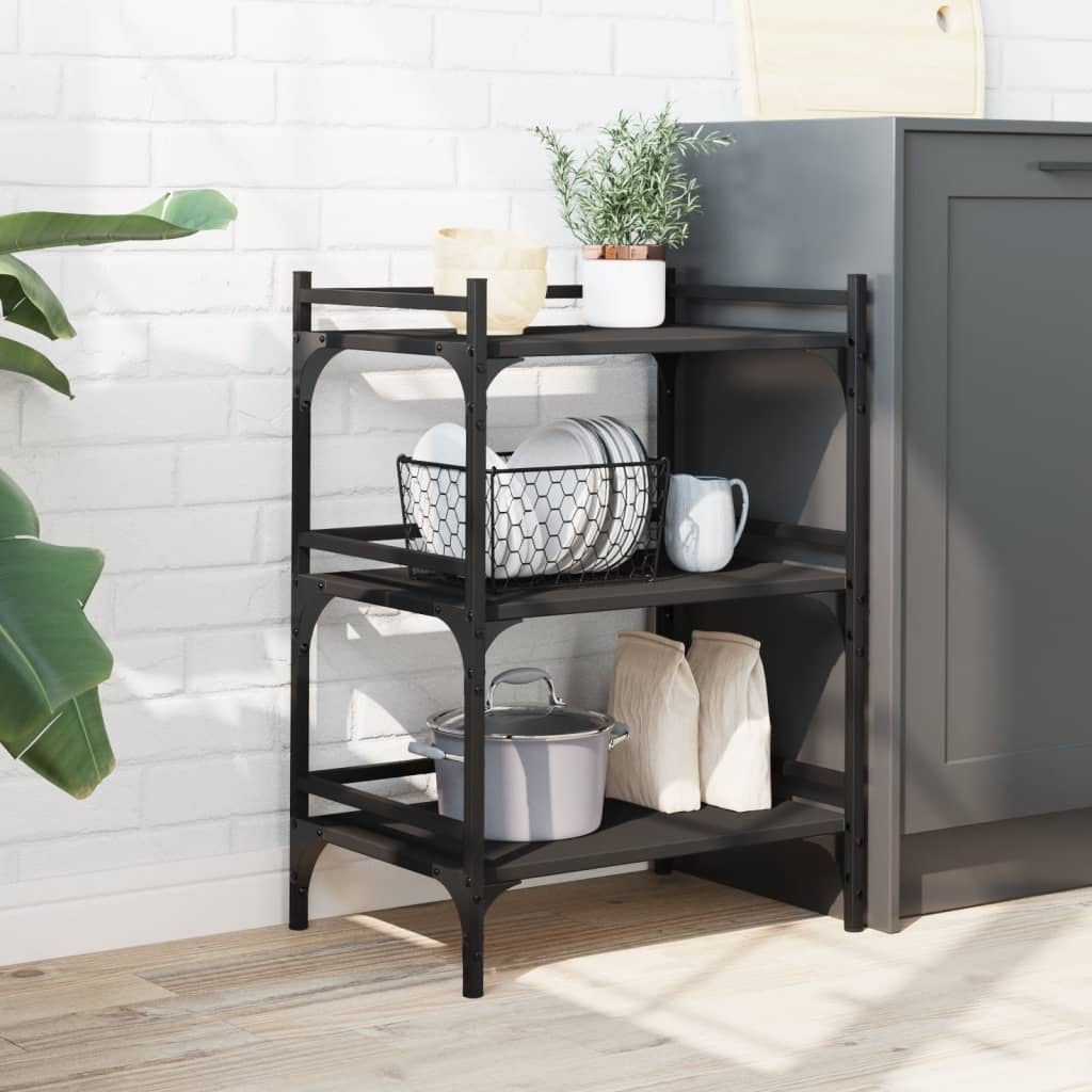 Kjøkkentralle svart 50x35x75,5 cm konstruert tre