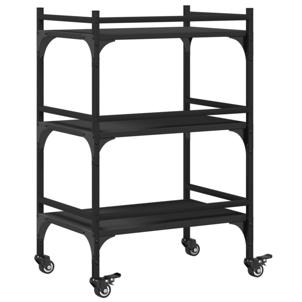 Kjøkkentralle svart 50x35x75,5 cm konstruert tre