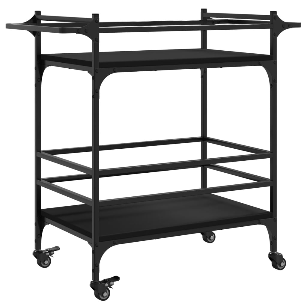 Kjøkkentralle svart 82x40x78,5 cm konstruert tre