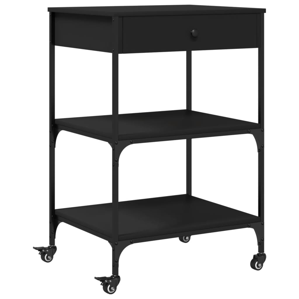 Kjøkkentralle svart 60x48x89,5 cm konstruert tre