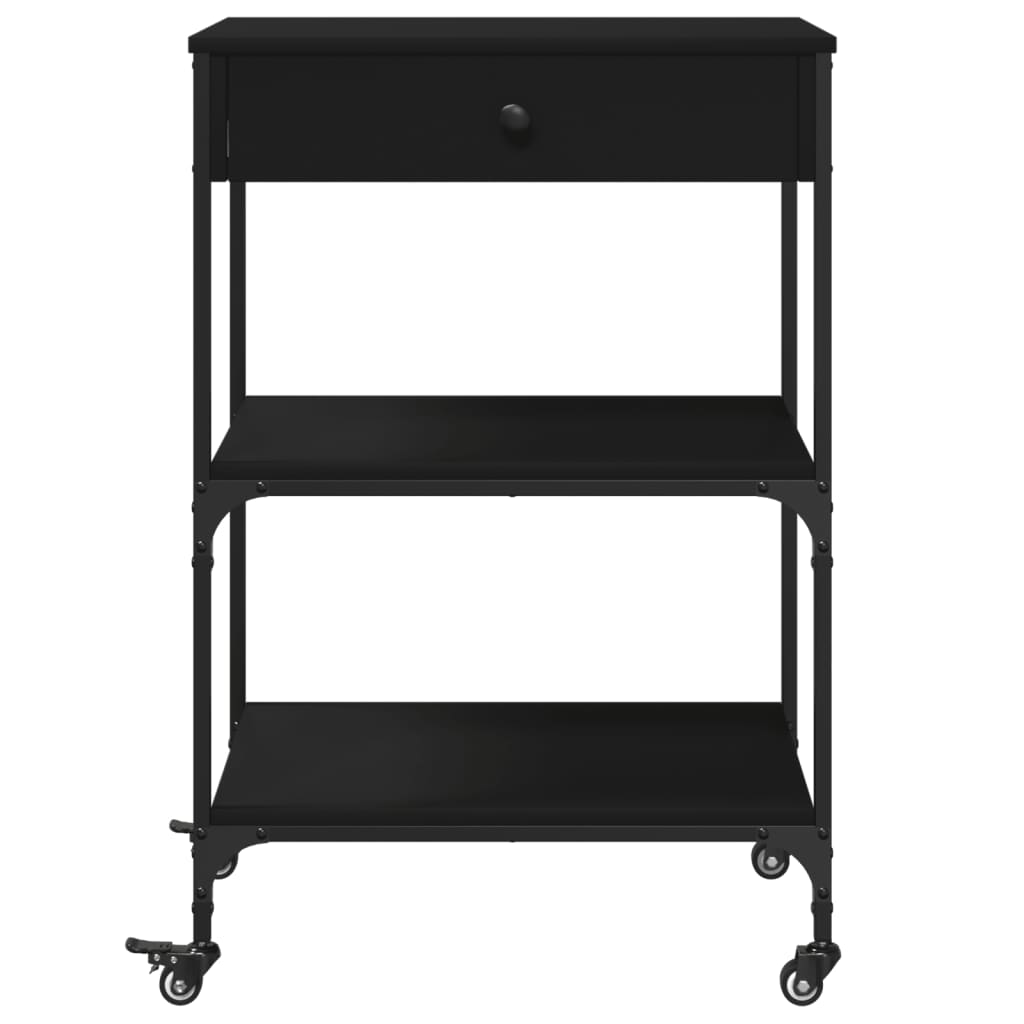 Kjøkkentralle svart 60x48x89,5 cm konstruert tre