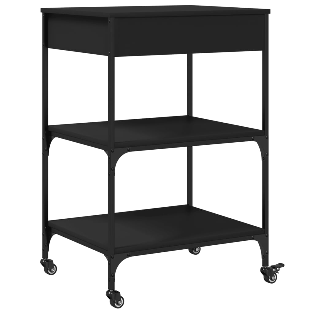 Kjøkkentralle svart 60x48x89,5 cm konstruert tre