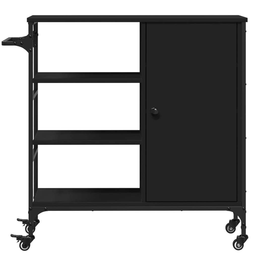 Kjøkkentralle svart 87,5x38,5x84,5 cm konstruert tre