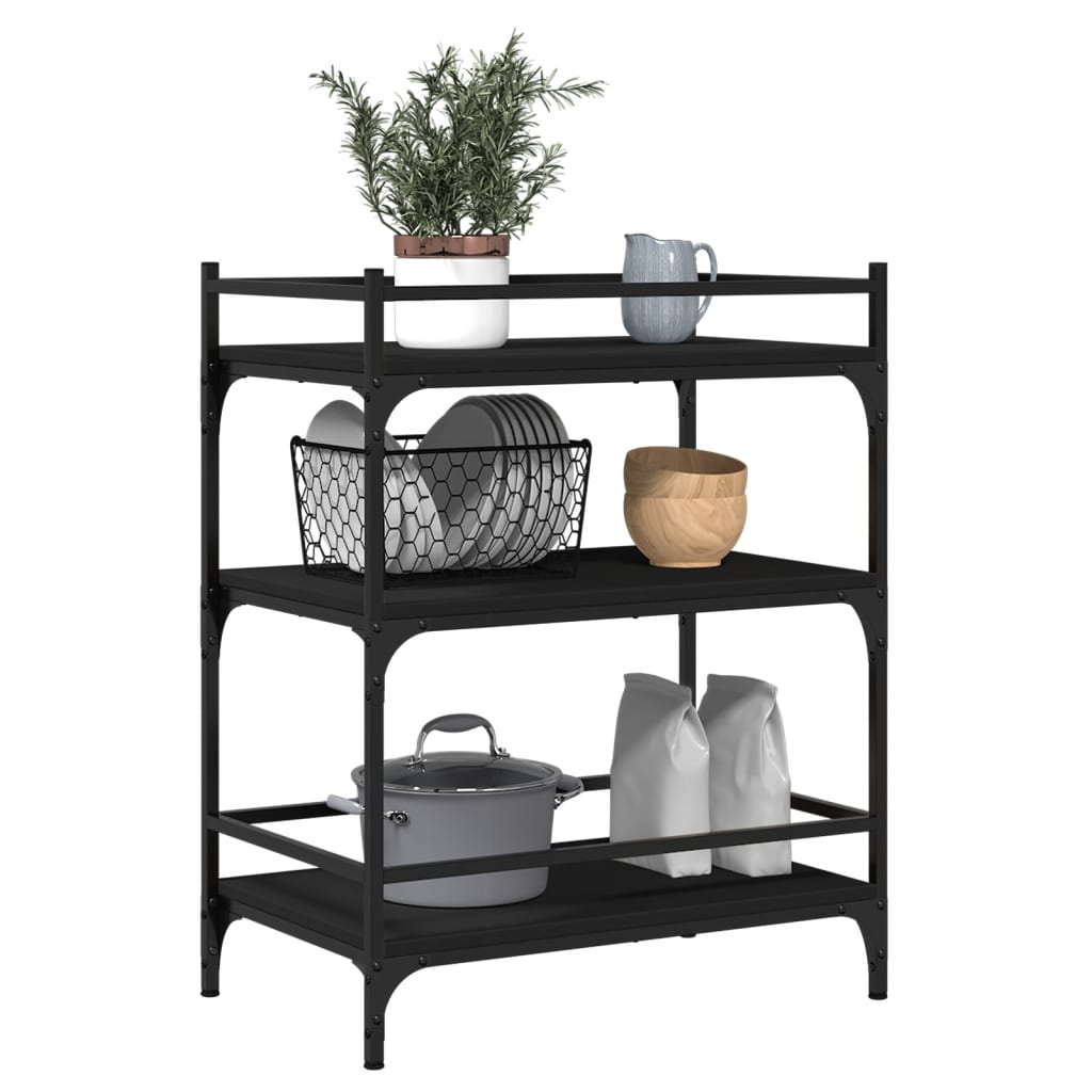 Kjøkkentralle svart 65x40x86,5 cm konstruert tre